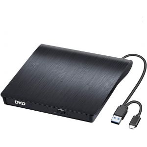 KALANKA-Lecteur CD/DVD Externe USB 3.0 et Type C Portable CD-R/-RW Drive, Lecteur Graveur Portable CD, pour PC, Laptop, Desktops, Windows 7/8/10/11/XP/Vista/Linux et Mac OS Apple/iMac/Macbook - Neuf