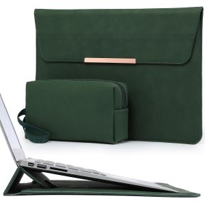 15 Pouces Housse Ordinateur Portable Avec Stand Pour Macbook Air 15 M4 A3241 M3 A3114 M2 A2941 2025-2023, Macbook Pro 15, 15"" Surface Laptop 7/6/5/4/3, Avec Petit Sac, Vert Minuit(Smiley) - Neuf