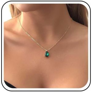 Kal-Collier Émeraude Larme Vintage Collier Pendentif Émeraude Verte Collier Ras De Cou Cristal Émeraude Collier Goutte D'eau Émeraude Cz Collier Chaîne De Mariage Émeraude - Neuf