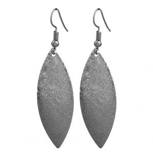 Boucles D'oreilles Tendance En Alliage Plaque En Forme De Feuille Pour Femme (Noir) - Neuf