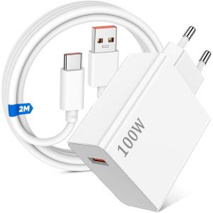 JGD-100W Chargeur Rapide avec Câble USB C 2m pour Xiaomi 17 Pro Max 17 15 14 13 Ultra POCO X7 Pro F6 X4 5G, Chargeur Turbo pour Redmi Note 13 14 5G 14T 13T POCO Pad M6 Mi 10T Lite - Neuf