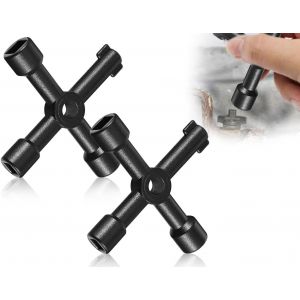 Lot De 2 Cl&eacute;s Multifonctions &Agrave; 4 Voies,Cl&eacute; D'Armoire De Commande Multifonctionnelle,Cl&eacute; Crois&eacute;e Universelle,Cl&eacute; Utilitaire,Pour Gaz Et D'Eau &Eacute;lectrique,Cl&eacute; D'Ouverture D'Armoire(Noir) - Neuf