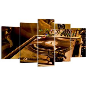 Deco D&eacute;coration Salon Disco danse musique rythme Moderne Impression sur Toile Image Tableau Decoration Murale Chambre Triptyque 5 parties Art Wall Tableaux Dec 200 x 100 cm. (sans cadre) - Neuf