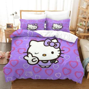 Housse De Couette Hello Kitty D Motif Imprim&iquest;&iquest; Parure De Lit Housses De Couettes Pink En Microfibre Avec Fermeture &iquest;&iquest;Clai Parure De Couette Avec Taies D - Neuf