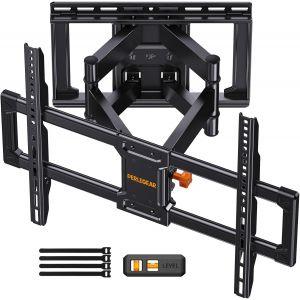 VornixorSarlshop-Support Mural TV Mouvement Complet TV 42 &agrave; 90 Pouces &agrave; 68 kg, Support TVs Avec 2 Bras Articul&eacute;s, Inclinaison, Pivotement, Extension et Mise &agrave; Niveau Sans Outils, VESA Max 600 x 400 m - Neuf