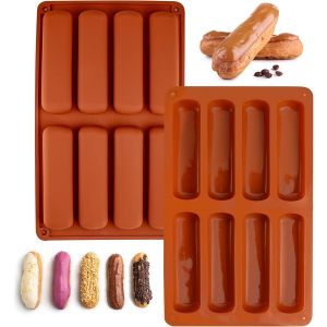 Kal-2 Pcs Moule Rectangulaire Moule Barre De Céréales Moule Finger Moule Silicone Patisserie À 8 Cavités Moule Chocolat Moule Mini Cake Antiadhésif Pour Barre Energétique Entremet Cuisine Boulangerie - Neuf