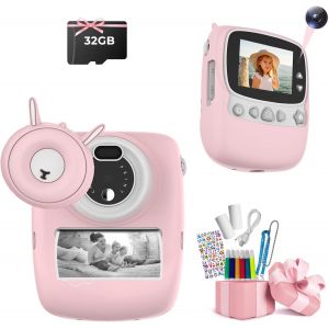 Appareil Photo pour Enfants, 30MP 1080P Appareil Photo instantané Camera pour Enfants Impression Photo Noir et Blanc, Appareil Photo numérique pour Enfants avec Carte TF 32GB, Violet - Neuf