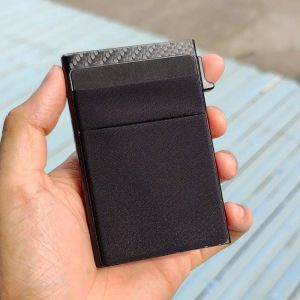 Porte-cartes de cr&eacute;dit et d'identit&eacute; magique pour hommes,anti-RFID,blocage,prot&eacute;g&eacute;,mince,minimaliste,petit,&eacute;tui en m&eacute;tal--Carbon fiber - Neuf