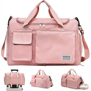 Acdsgd-Sac De Sport &Eacute;tanche Pour Homme Et Femme Avec Compartiment &Agrave; Chaussures - Grande Capacit&eacute; - Sac De Voyage - Sac De Gym - Sac De Natation - Pour Voyage, Fitness, Sport, Rose, Sac De Sport Et Sac - Neuf