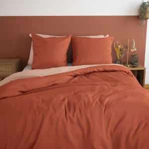 Parure De Lit R&eacute;versible Effet Gaze De Coton - Neuf