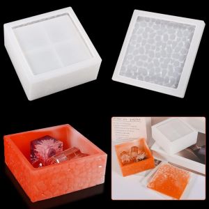 Moule Resine Epoxy Boite Rangement Avec Couvercle Moulle Silicone Boite &Agrave; Bijoux Squarish Storage Box Resin Mold Pour Moulage En R&eacute;sine &Eacute;poxy Bricolage Pot De Fleur Conteneur Artisanat - Neuf