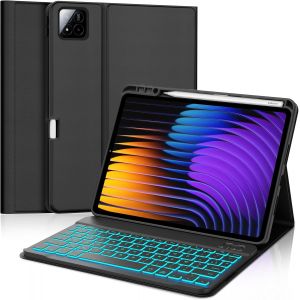Clavier Xiaomi Pad 7/7 Pro 11.2"", Coque Clavier Xiaomi Pad 7/7 Pro, Eclairage 7 Couleurs, Rechargeable Clavier Français Azerty Détachable Pour Xiaomi Pad 7/7 Pro 11.2"", Noir - Neuf