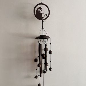 Clochette à vent en métal pour maison de cour, pendentif porte-bonheur pour chat, cadeau commémoratif pour animaux de compagnie - Neuf