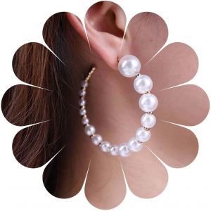 Kal-Boucle D'oreille Perle Pendante Vintage Boucle D'oreille Cercle Dor&eacute; Boucle D'oreille G&eacute;om&eacute;trique L&eacute;g&egrave;re Boucle D'oreille Ouverte Punk Boucle D'oreille Perle Creuse Bijoux Pour Femmes - Neuf