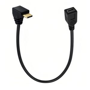 WQD-Câble Mini USB vers Type C, Adaptateur USB 3.1 type C Mâle vers Mini USB Femelle à 90 Degrés Compatible avec MacBook Chromebook Pixel pour Appareils Photo Numériques HERO HD Synchronisation Appar - Neuf