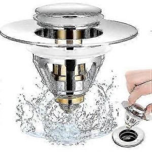 Bouchon universel pour lavabo de salle de bain, bouchon de vidange &agrave; ressort, bouchon de vidange pour baignoire et lavabo - Neuf