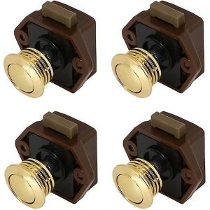Lot de 4 mini loquets &agrave; bouton-poussoir pour le verrouillage d'armoires et de tiroirs - Neuf