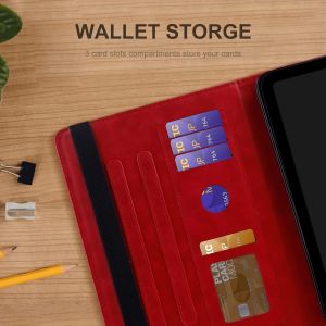 Lspcase Samsung Galaxy Tab A 10.5 Pouces 2018 SM-T590 SM-T595 Etui en Cuir PU Folio Flip Cover Housse de Portefeuille avec Carte de Slot et Porte-Stylo - Motif Mandala Fleu Rouge - Neuf