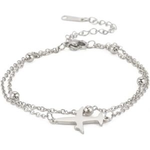 Eryi-Avion Bracelet En Acier Inoxydable - Monde Voyage Pilote Cadeau Simple Style - Mode Bijoux Pour Femmes Filles - Neuf