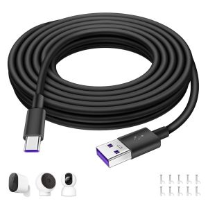 Câble USB C 5m, Câble USB Type C pour Mi Camera 2K Magnetic Mount, pour Mi Wireless Outdoor Security Camera 1080p, pour Mi Smart Camera C301, USB vers USB C Câble Chargement pour Caméra Sécurité, Noir - Neuf