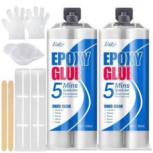 Colle époxy Transparente Kit de 100 ml Colle Bi-Composant pour Réparation de Carreaux,Métal,Céramique,Plastique,Bois Réparation Rapide en 5 Minutes Colle Forte Strong,Résistant à L'usure - Neuf