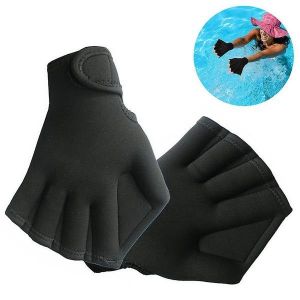 Gants Palm&eacute;s D'entra&icirc;nement Aquatique Bran - Am&eacute;liorez Votre Technique De Nage Et Votre Force Gr&acirc;ce &Agrave; La R&eacute;sistance &Agrave; L'eau, Taille Unique, Noir Et Cyan - Neuf