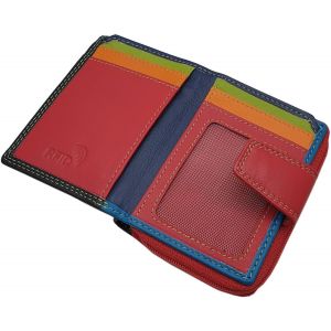 CAUC-Rind-Nappa Portefeuille pour femme en cuir nappa avec protection RFID et NFC Multicolore, multicolore, Taille unique, Moderne - Neuf