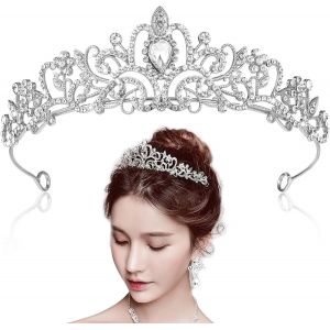 Kal-Questran Couronne De Mariage, Diadème Cristal Couronne, Couronne Anniversaire Diadèmes, Cristal Diademe Femme Et Fille, Pour Anniversaire, Mariage, Spectacle, Danse Parties Festival (Argent) - Neuf