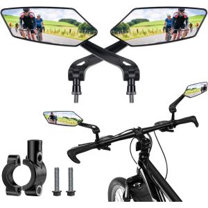 Kalanka-Rétroviseurs Vélo, 2pcs Rétroviseur Trottinette Électrique Hd Grand Angle, Rétroviseur De Vélo Antidéflagrant Réglable 360° Pour Guidon De 22-25 Mm, Accessoires Pour Vélo, Moto Électrique - Neuf
