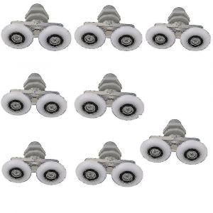 Roues de porte de douche,8pcs Double Twin Haut / Bas Roulettes de porte de douche / Coureurs / Poulies / Roues Salle de bain Pièces de rechange-hy - Neuf