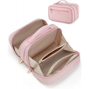 Trousse De Maquillage De Voyage,Ouverture Large Trousse De Toilette Pour Femme,Organisateur Pour Accessoires De Voyage,Rose - Neuf