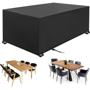 Spwa-Housse Salon De Jardin, Housse De Table Jardin Rectangulaire, Couverture De Protection Meubles Bâche Salon De Jardin Imperméable Anti-Uv, Bache Table Exterieur (Schwarz, 213*132*72cm 420d) - Neuf