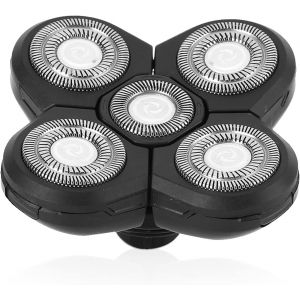 5 T&ecirc;tes De Remplacement De Rasoir Pour Chauve, Lames De Rasoir &Eacute;lectrique En Acier Inoxydable Outil De Rasage Pour Chauve Lame De Remplacement De Rasoir De Barbier Pour Homme T&ecirc;te Visage (Noir) - Neuf