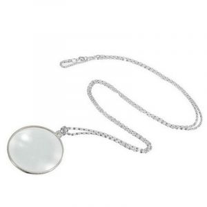 Pendentif Loupe X5, Lentille En Verre De 4,1 Cm De Diamètre Et Collier En Alliage De 89 Cm (Argent) - Neuf