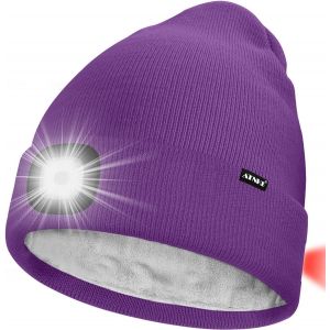 Unisexe 8 Led Bonnet Lampe Frontale,Usb Rechargeable Rouge Feu Arrière Clignotant Chapeau De Course Lumière Chaud Polaire Doublée Tricot Bonnet Cadeaux Pour Hommes Et Femmes - Neuf