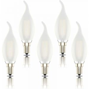 Lot de 5 ampoules LED E14, filament flamme givré, petite ampoule à vis Edison SES C35, 4 W (équivalent 40 W), blanc chaud 2 700 K [Classe d'efficacité A+] Ampoules LED E14 - Neuf