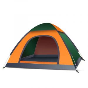 Tente à Installation Automatique Tente éTanche à La Pluie De Grande Capacité Pour Camping En Plein Air Voyageant Vert Et Orange 1 à 2 Personnes Porte Simple Sans Lucarne - Neuf