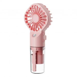 Ventilateur brumisateur portable, 16 x 7 x 4 cm, USB, mini ventilateur rechargeable a 4 vitesses, ideal pour les voyages, le bureau et les activites de plein air. Couleur : rose. - Neuf