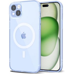 KALANKA-pour iPhone 15 Coque Compatible avec MagSafe, Transparente Magn&eacute;tique Protection de l'objectif Etui Housse, Pleine Silicone Cover, Coque Mat Translucide Mince Antichoc, Bleu Ciel - Neuf