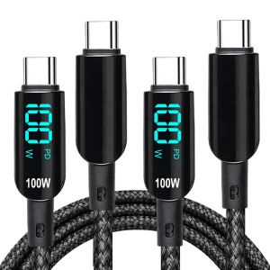 KALANKA-2pcs USB C vers USB C 1.2M, 100W Cable USB C, Charge Rapide PD 20V/5A avec Affichage LED, Cordon Type C Nylon Tress&eacute; pour iPhone 17 Pro Max/16/16 Pro Max/15, MacBook, Galaxy S25/S24, iPad, Hu - Neuf