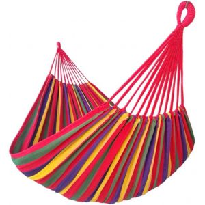 Checarzhn--No1-Hamac Double 2 Places/Personnes - Toile 220x160cm, Longueur Totale 330cm, Charge 250kg - Pour Jardin Extérieur Et Intérieur - Rouge - Neuf