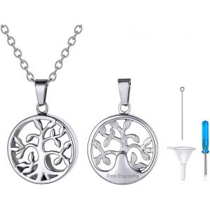Kal-Collier Pendentif Urne Funeraire Chat Chien Personnalisable, Médaillon Funéraire Cendres Acier Inoxydable Avec Chaine Réglable 50+5 Cm,Bijoux Mémorial Crémation Souvenir Animaux Cécédé - Neuf