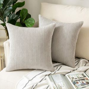 Gris Clair 40*40 Cm, Set De 2(Pas De Taie D'oreiller) Housse De Coussin En Velours Côtelé Canapé Housse De Coussin Doux Jeter Housse De Coussin Pour Salon, Chambre À Coucher, Lit E - Neuf