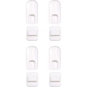 Crochet de support de télécommande,4 ensemble de support mural de stockage Crochet en plastique blanc collant - Neuf