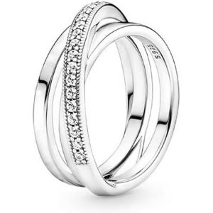 Kal-Bagues À Trois Anneaux Imbriqués Argent 925 Zircon Cubique Bague Diamant Bague Bague Mariage Promise Engagement Cadeau Pour Femme - Neuf