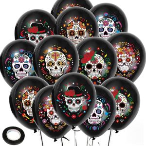 CAUC-30 Pièces Ballons du Jour des Morts - Fiesta Mexicaine Tête de Crâne en Latex - Décoration Halloween pour Cinco De Mayo - Neuf