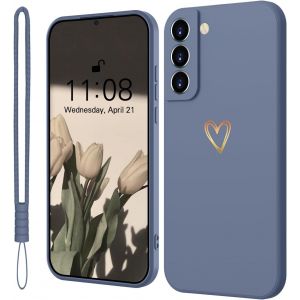 JGD-Coque de protection en silicone pour Samsung Galaxy S21 5G avec c?ur d'amour dor&eacute;, fine et r&eacute;sistante aux rayures, protection compl&egrave;te pour Samsung Galaxy S21 5G, gris - Neuf