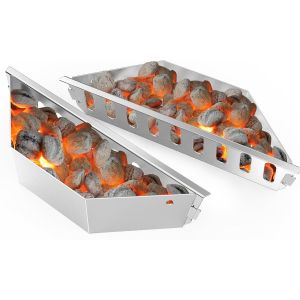 Ulteronixshop-Panier &agrave; Charbon, Char-Basket en Acier Inoxydable, Paniers &agrave; Charbon pour Weber Barbecue &agrave; Charbon Kettle 57 cm, Charcoal Briquet Holders pour Le Chauffage Direct et Indirect, 2 Pi&egrave;ces - Neuf
