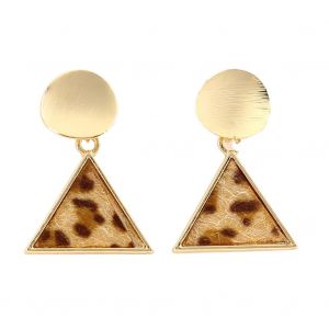 Boucles D'oreilles A Tige Rondes Simples Et Tendance Pour Femmes, Pendentifs En Alliage, Motif Leopard Et Triangle - Neuf