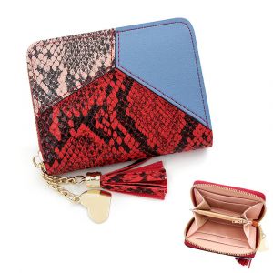 Splice porte-Monnaie pour les Femmes Rouge, les Petites Dames en Cuir escamotable porte-monnaie avec de l'Argent ID Titulaire de Carte de Crédit, fermeture à Glissière porte-Monnaie - Neuf